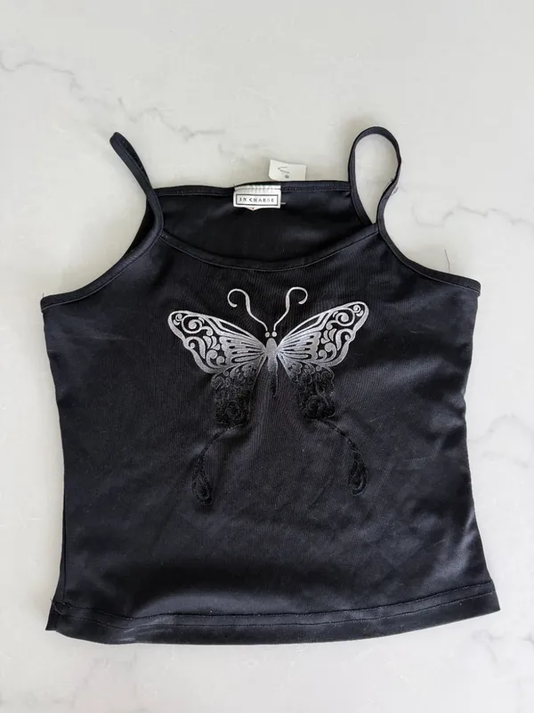 Y2K Black Butterfly Tank Top