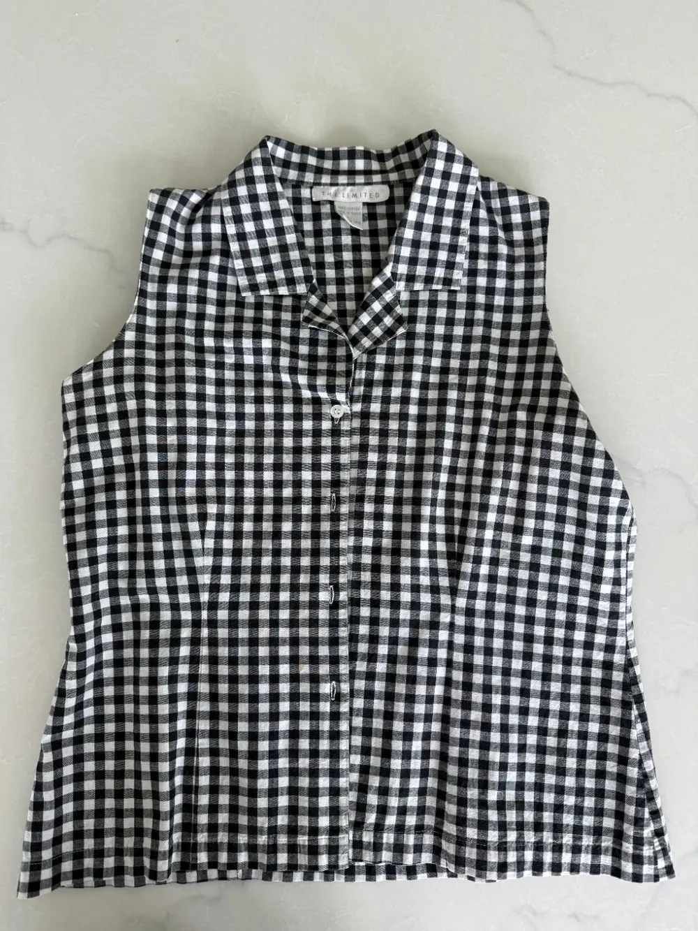 2000s Black & White Gingham Sleeveless Top photo 1