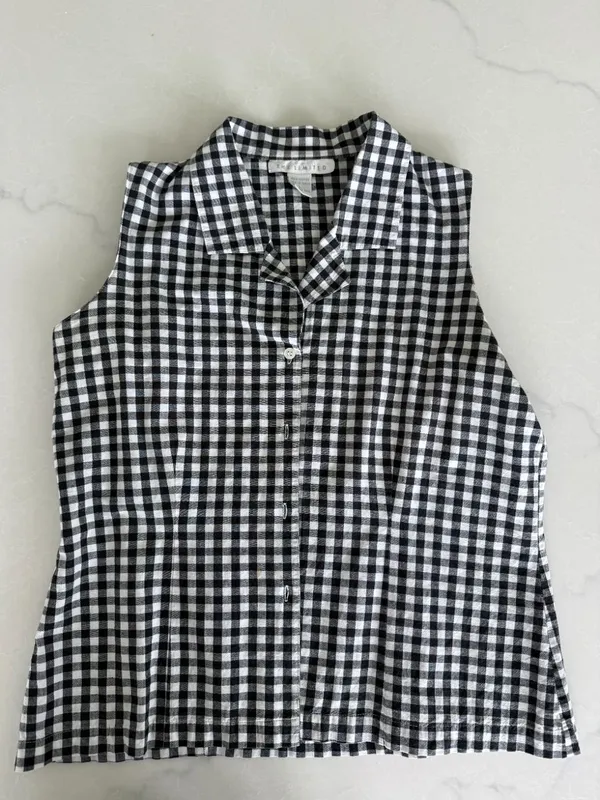 2000s Black & White Gingham Sleeveless Top