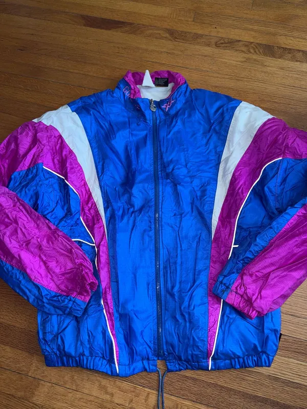 80s/90s ASICS Windbreaker (White, Blue & Purple)