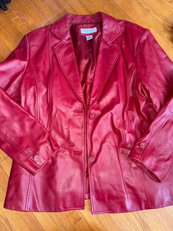 90s Two-Button Red Leather Jacket