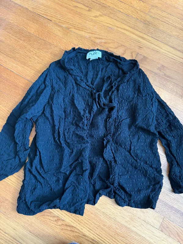 90s Black Lightweight Cardigan with Tie Front