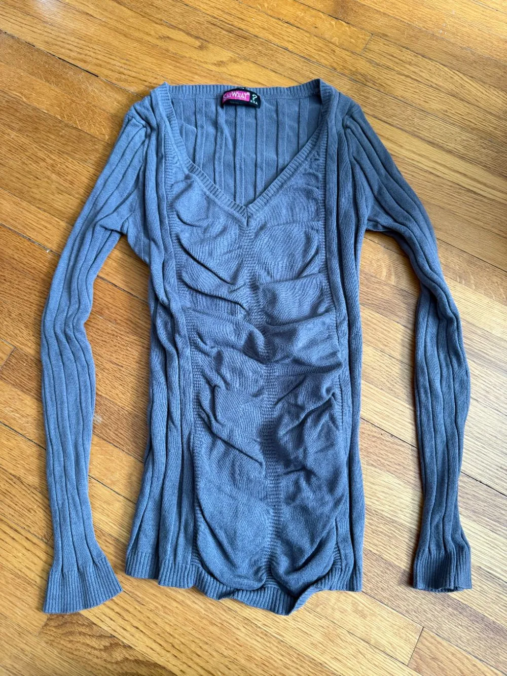 90s Say What? Grey Long-Sleeve Sweater photo 1