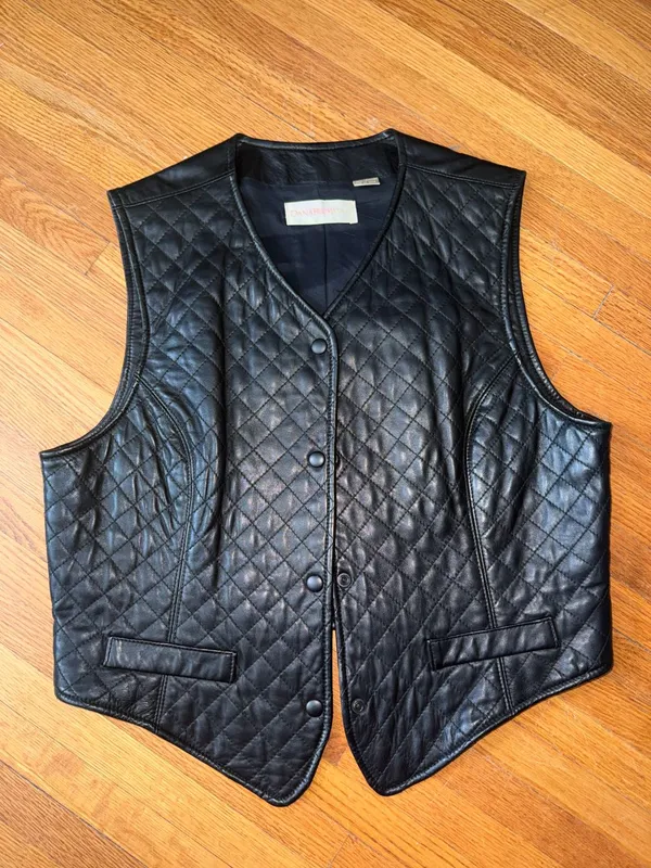 90s Black Leather Vest