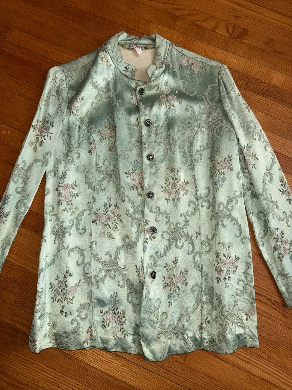 60s/70s Green Asian Satin Top photo 1