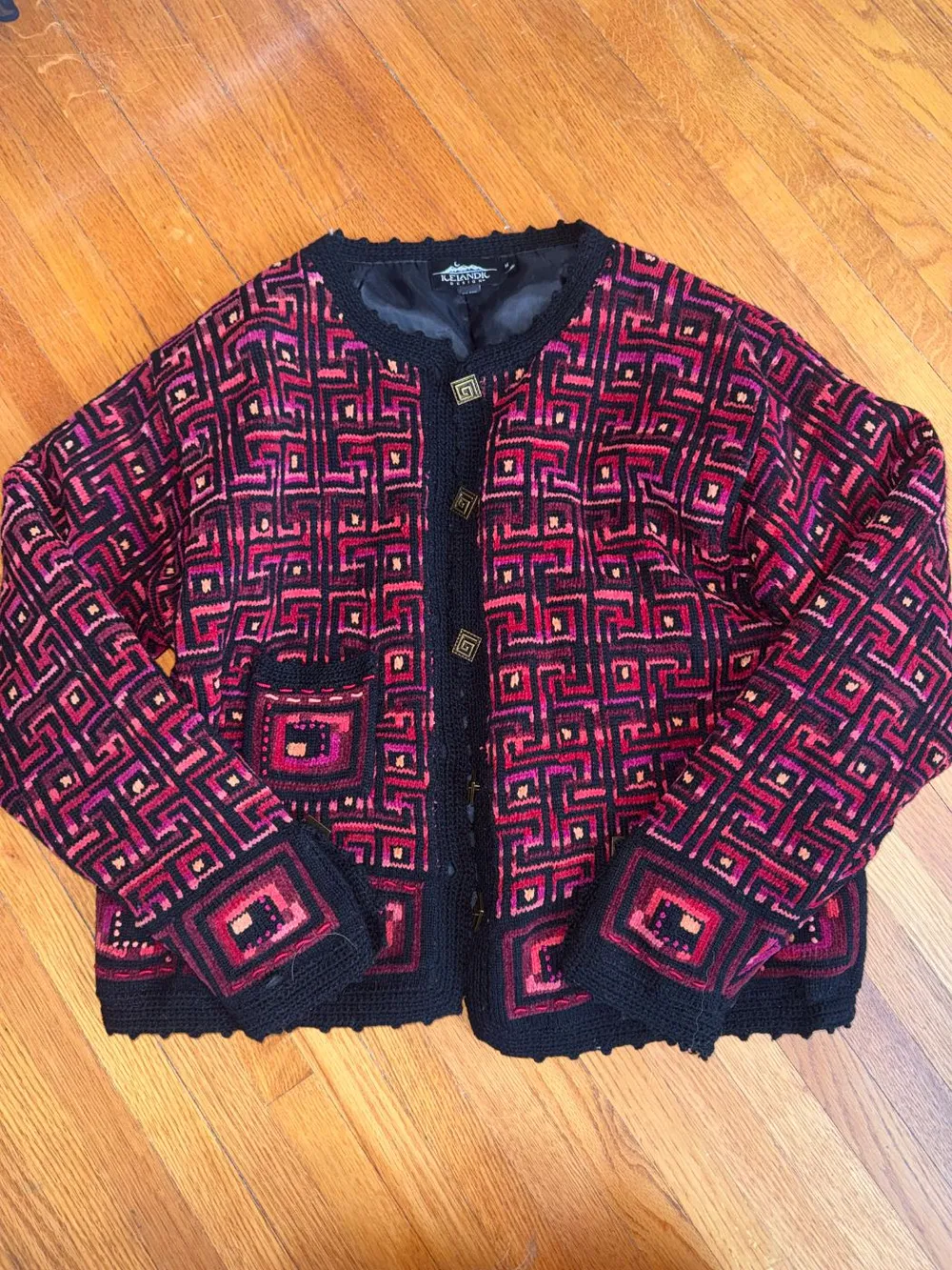 90s Icelandic Design Pink Wool Cardigan photo 1