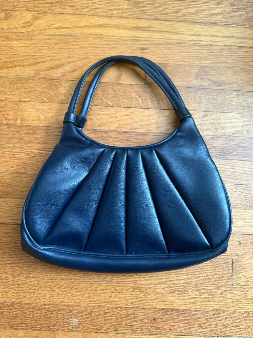 60s Navy Blue Leather Handbag photo 1