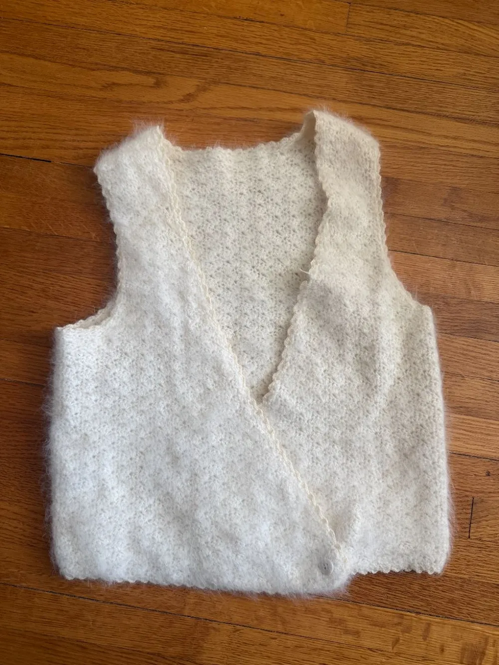 80s White Mohair Cross-Over Wrap Vest photo 1