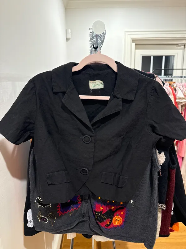 50s Black Cropped Short Sleeve Jacket