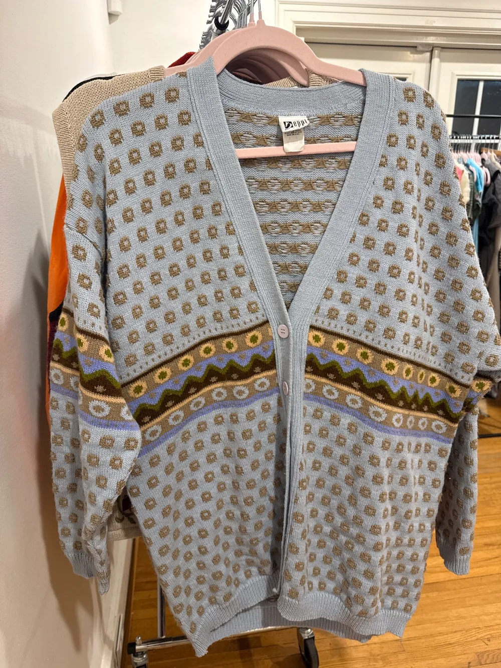 80s Blue Chunky Knit Cardigan photo 1