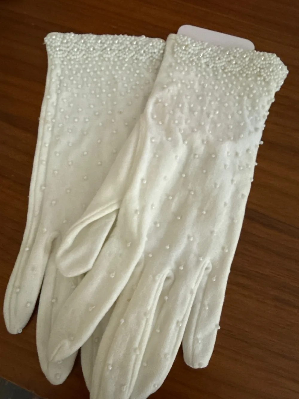 White Beaded Gloves photo 1