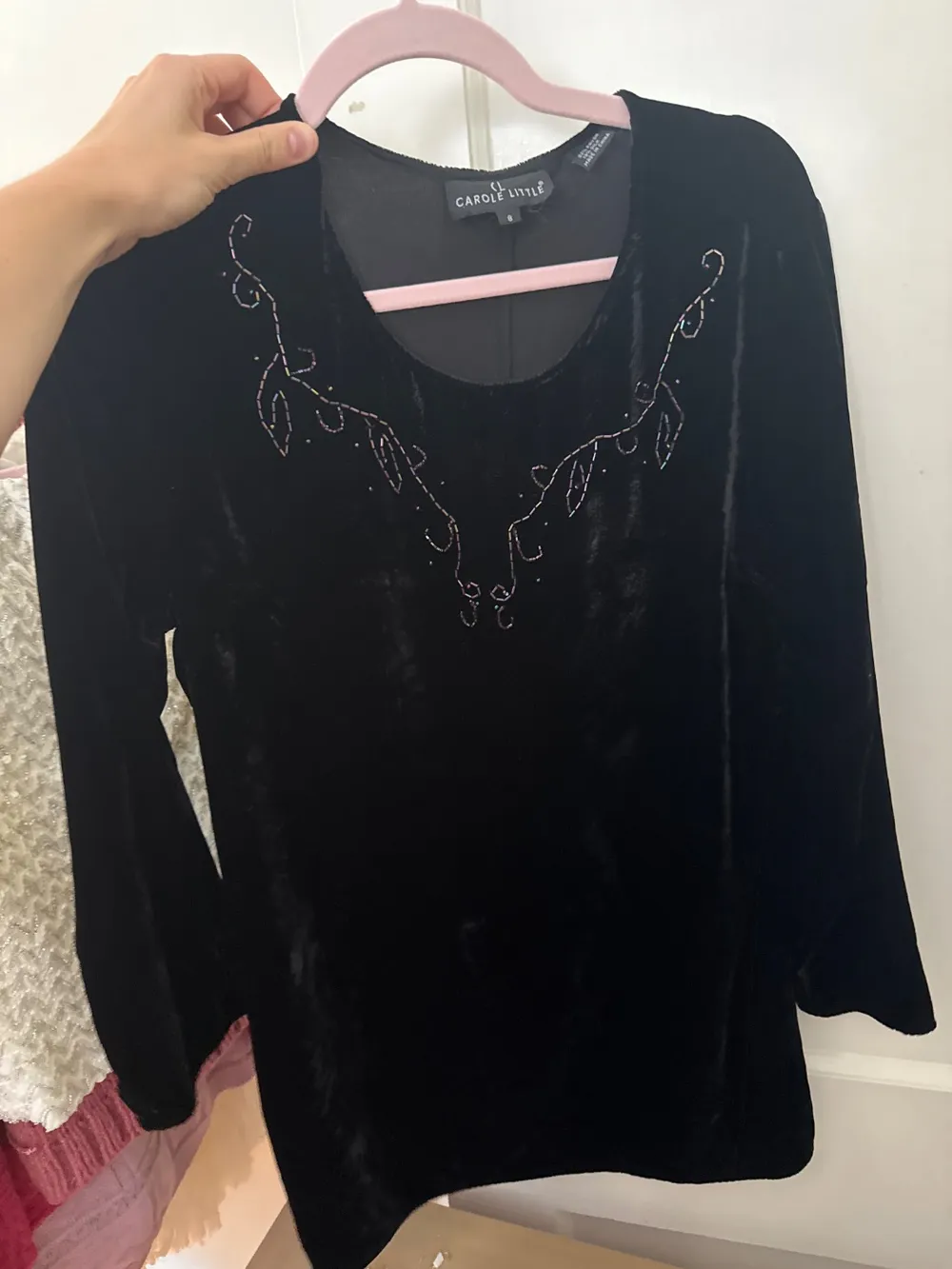 90s Black Velvet Beaded Top photo 1