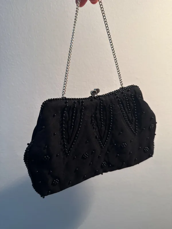 60s Beaded Black Purse