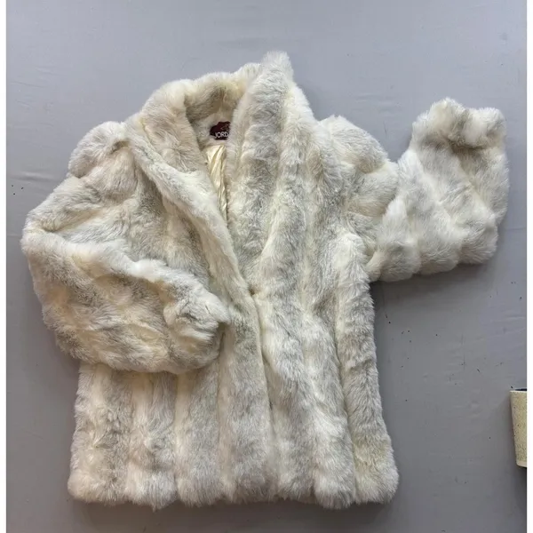 80s Jordache Faux Fur Coat Cream