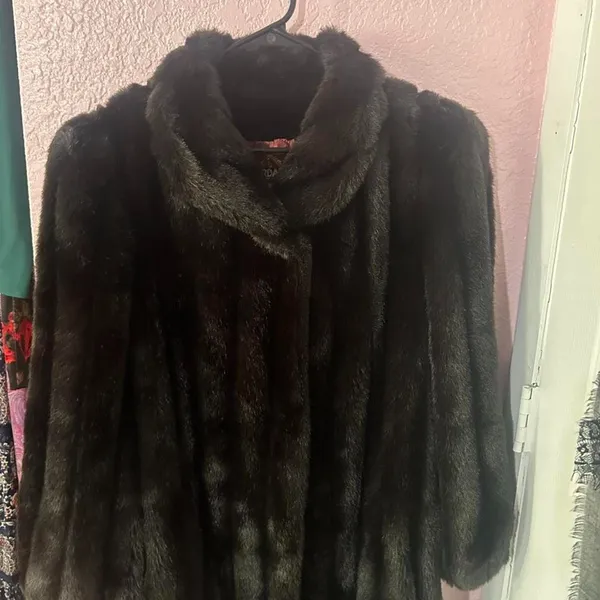 80s Jordache Long Chocolate Brown Faux Fur Coat
