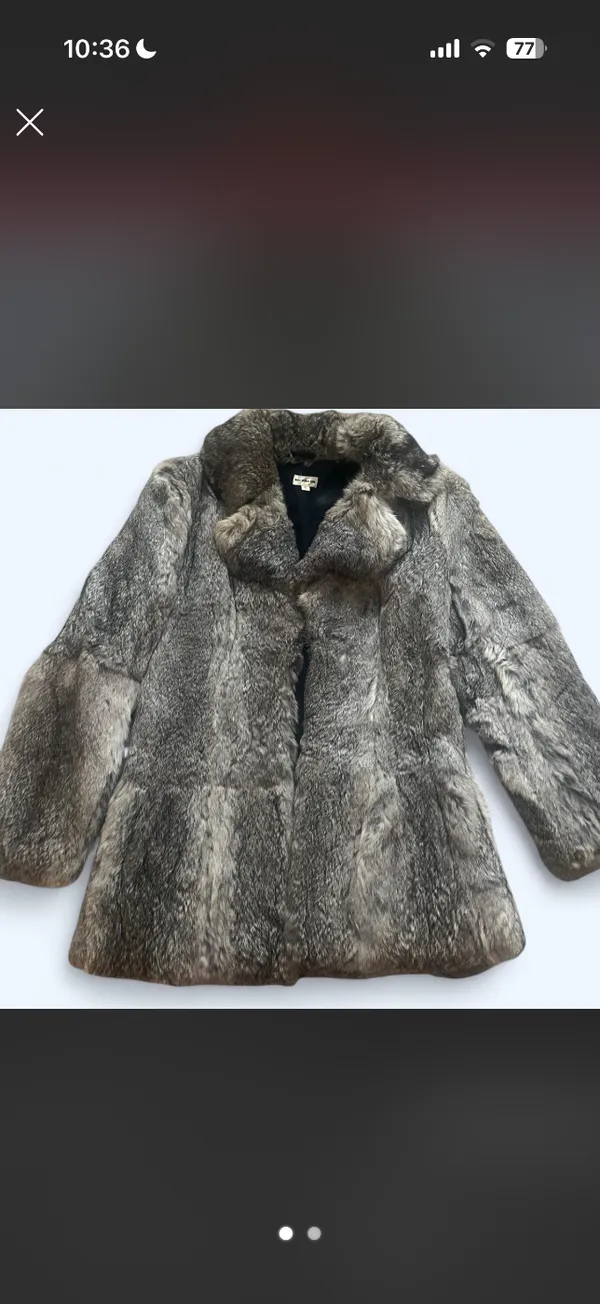 80s Rabbit Fur Grey Coat