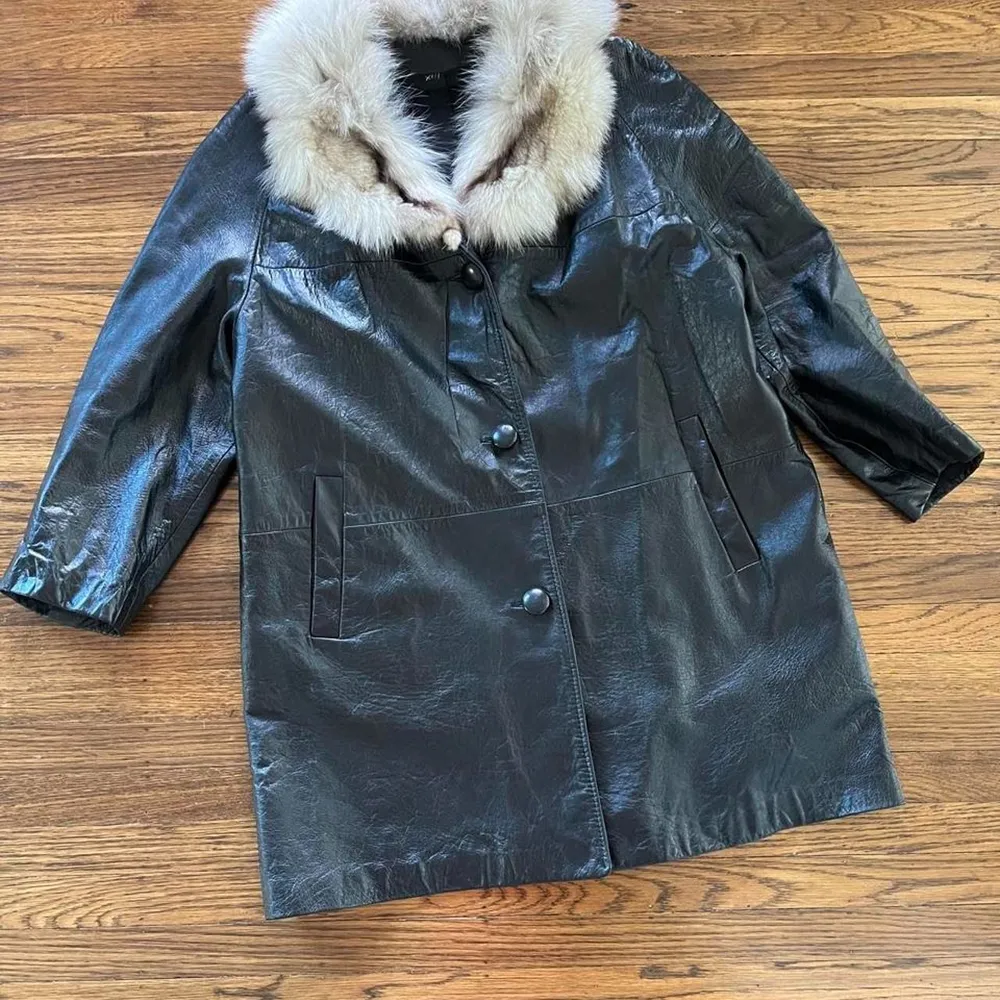 60s/70s Black Leather & Fur Jacket photo 1
