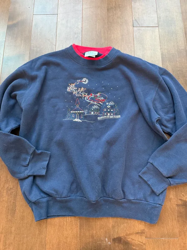90s Santa's Sleigh Embroidered Sweatshirt