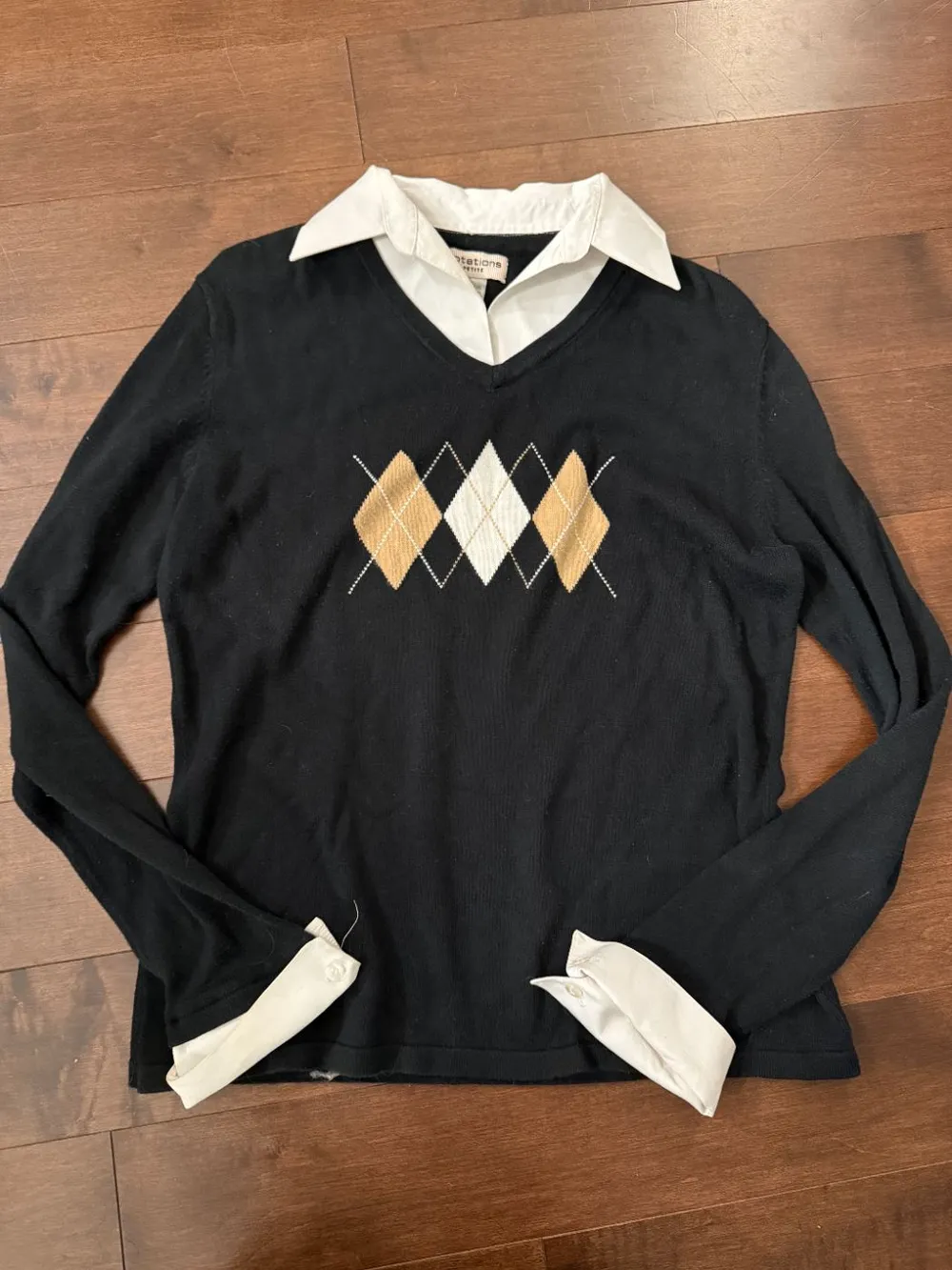 2000s Notations Argyle Top with Collar photo 1