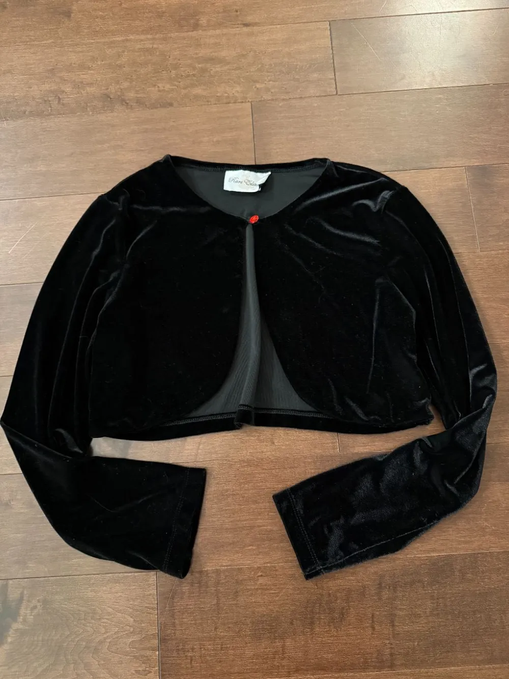 90s Rare Edition Black Velvet Cropped Cardigan photo 1