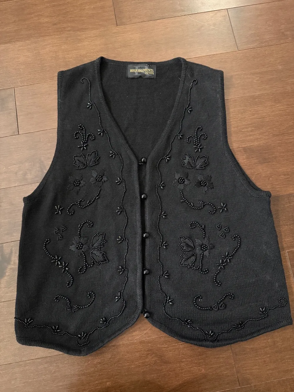 90s Requirements Black Floral Beaded Vest photo 1